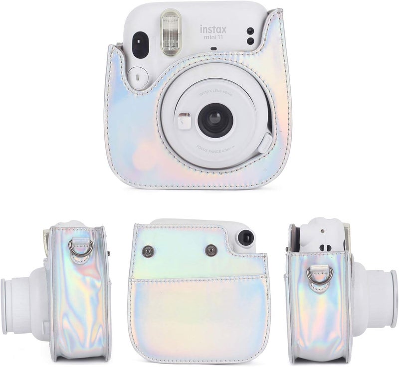Phetium Instant mini 12 Camera Protective Case Compatible with Instax Mini 12 11,PU Leather Bag with Pocket and Adjustable Shoulder Strap (Magic Silver) - Image 2